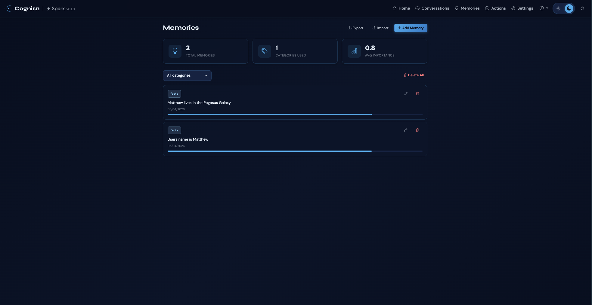 Memory management interface