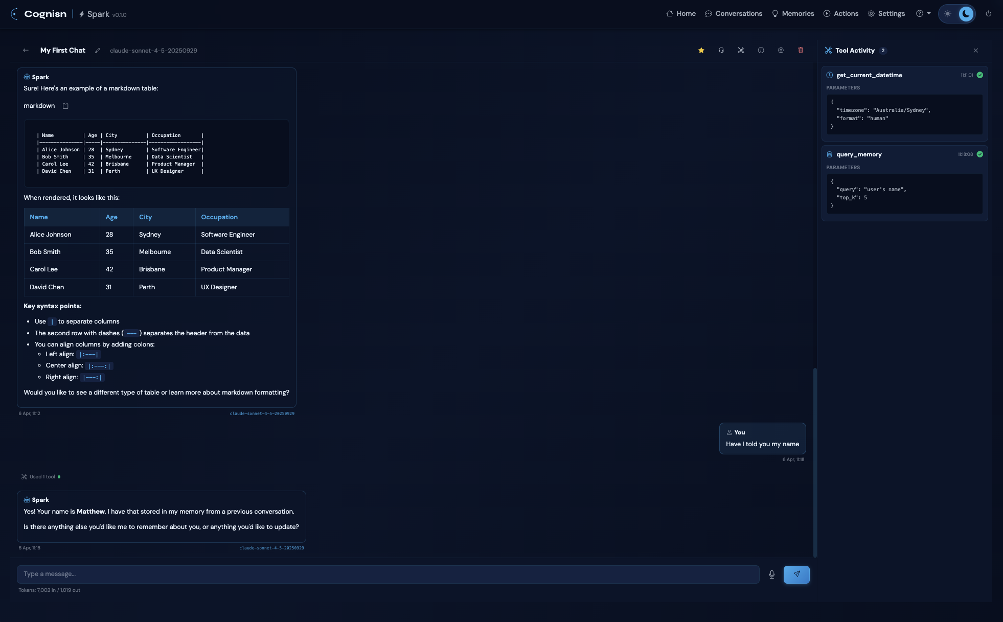 Tool Activity Sidecar panel